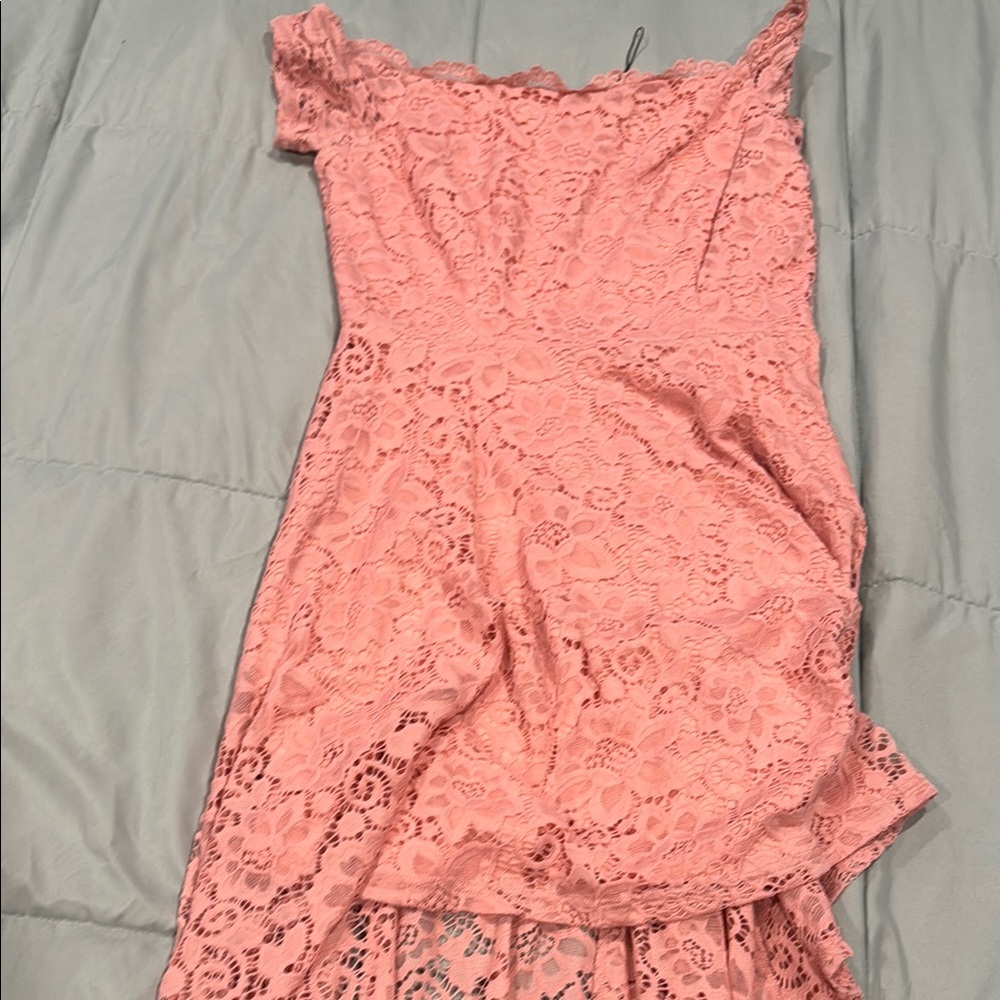 Pink Lace Off-Shoulder Dress